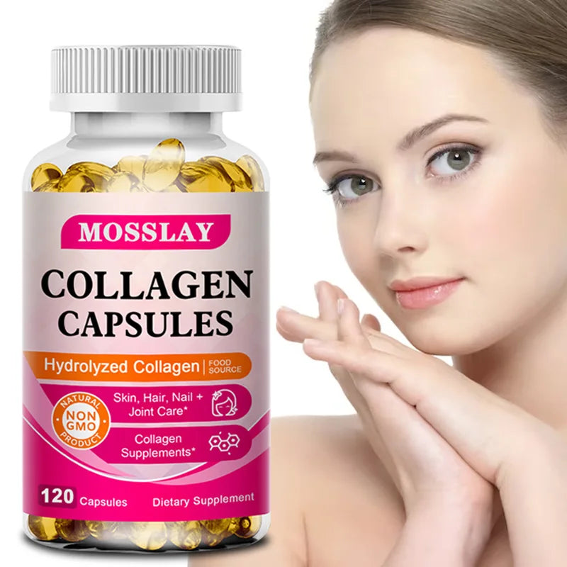 Capsules de collagène avec acide hyaluronique et complexe de vitamine C, supplément de blanchiment de la peau