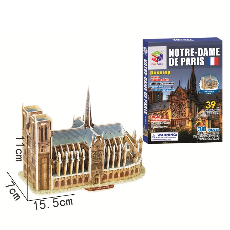 Jouets éducatifs Puzzles 3D jouets enfants développement intellectuel mondes Construction de bâtiments célèbres Puzzles 3D jouet