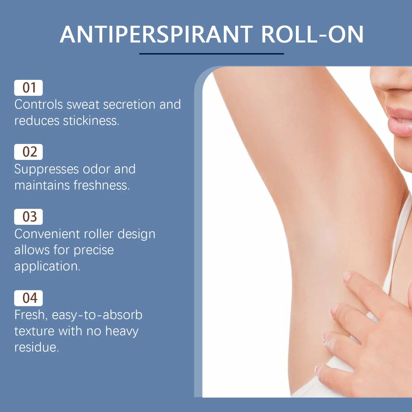 Déodorant anti-transpirant Roll-On, réduit la transpiration, dissolvant d'odeurs, aisselles, corps, bâton déodorant, séchage rapide, rafraîchissant durable pour hommes et femmes