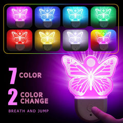 Veilleuse papillon pour enfants, applique murale à LED, RVB, 6 couleurs changeantes, veilleuse pour chambre d'enfant