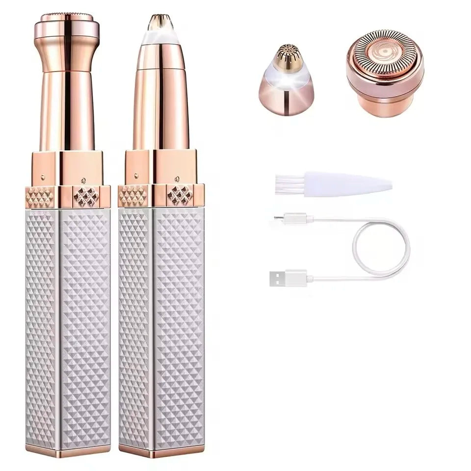 Tondeuse à sourcils électrique 2 en 1 pour femmes, chargeur USB, épilateur portable, bikini, rasoir indolore, corps féminin, tondeuse à sourcils faciale