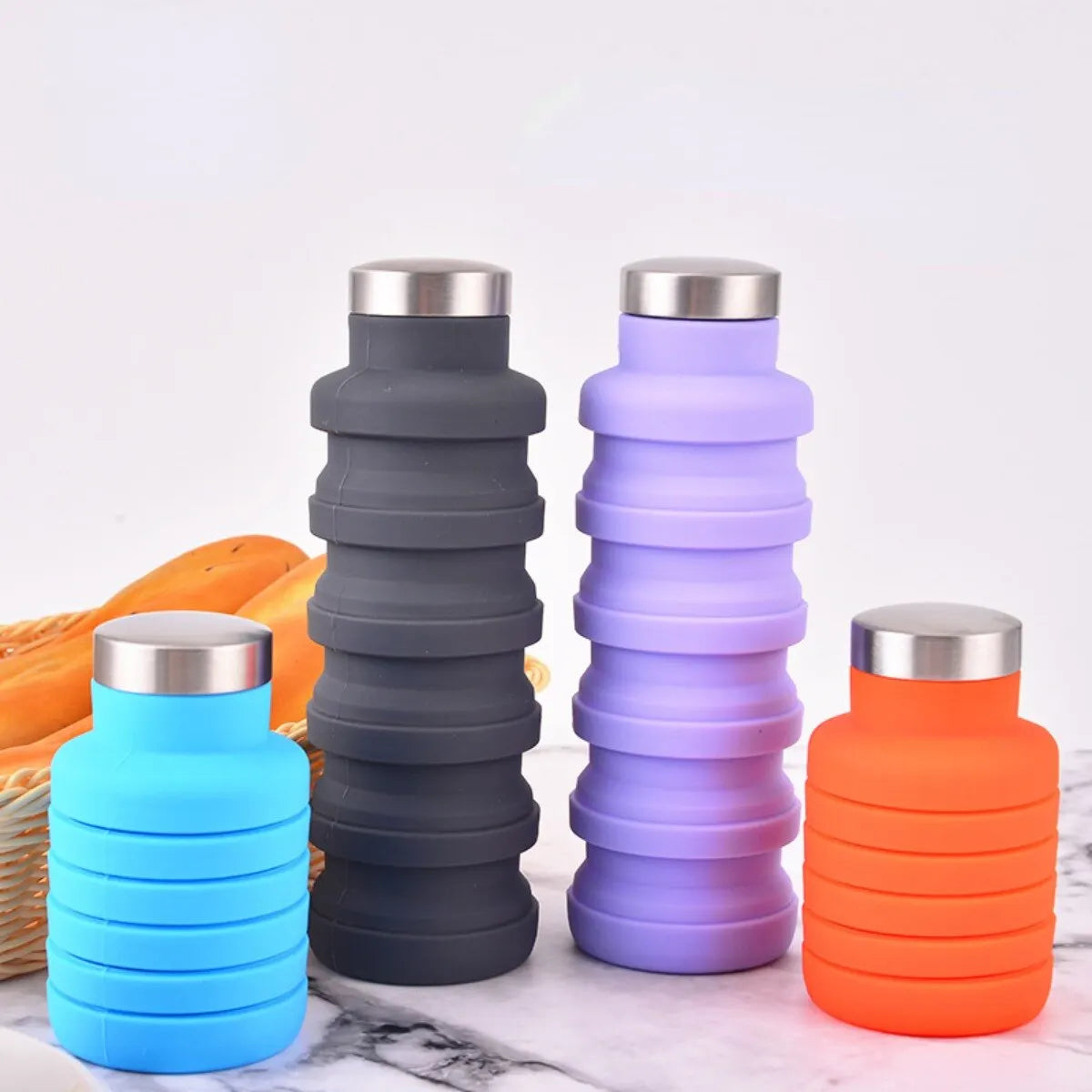 1pc Pliable Bouteille D'eau, Réutilisable Sans BPA Silicone Pliable Bouteilles Portable De Noël Cadeaux, Thanksgiving Cadeaux