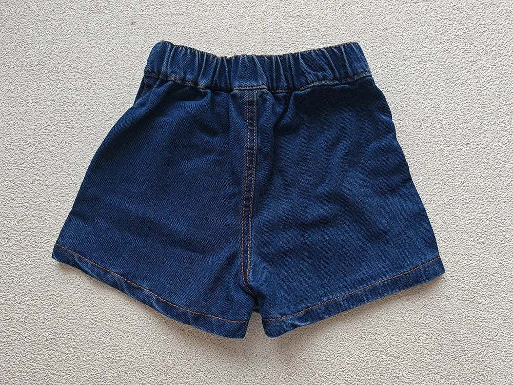 Mode coréenne nouvel été enfants fille jupe short solide taille élastique bouton doux Denim Culotte enfants vêtements polyvalents