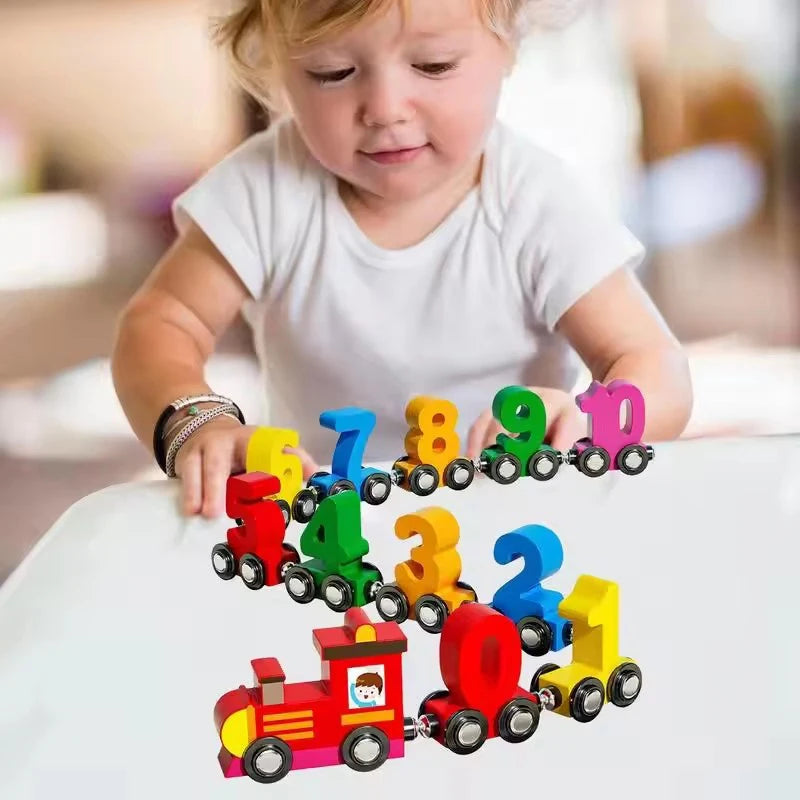 Ensemble de Train pour tout-petits, Puzzle de Train numérique magnétique, ensemble de Train en bois pour tout-petits, trains numériques, activités d'apprentissage éducatives
