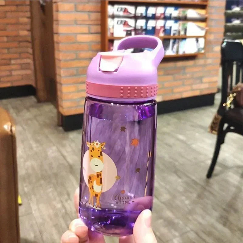 Bouteille d'eau pour enfants avec paille sans BPA, bouilloire à boire pour enfants, tasse d'école Portable en plastique sain de 480ML, tasse d'eau transparente