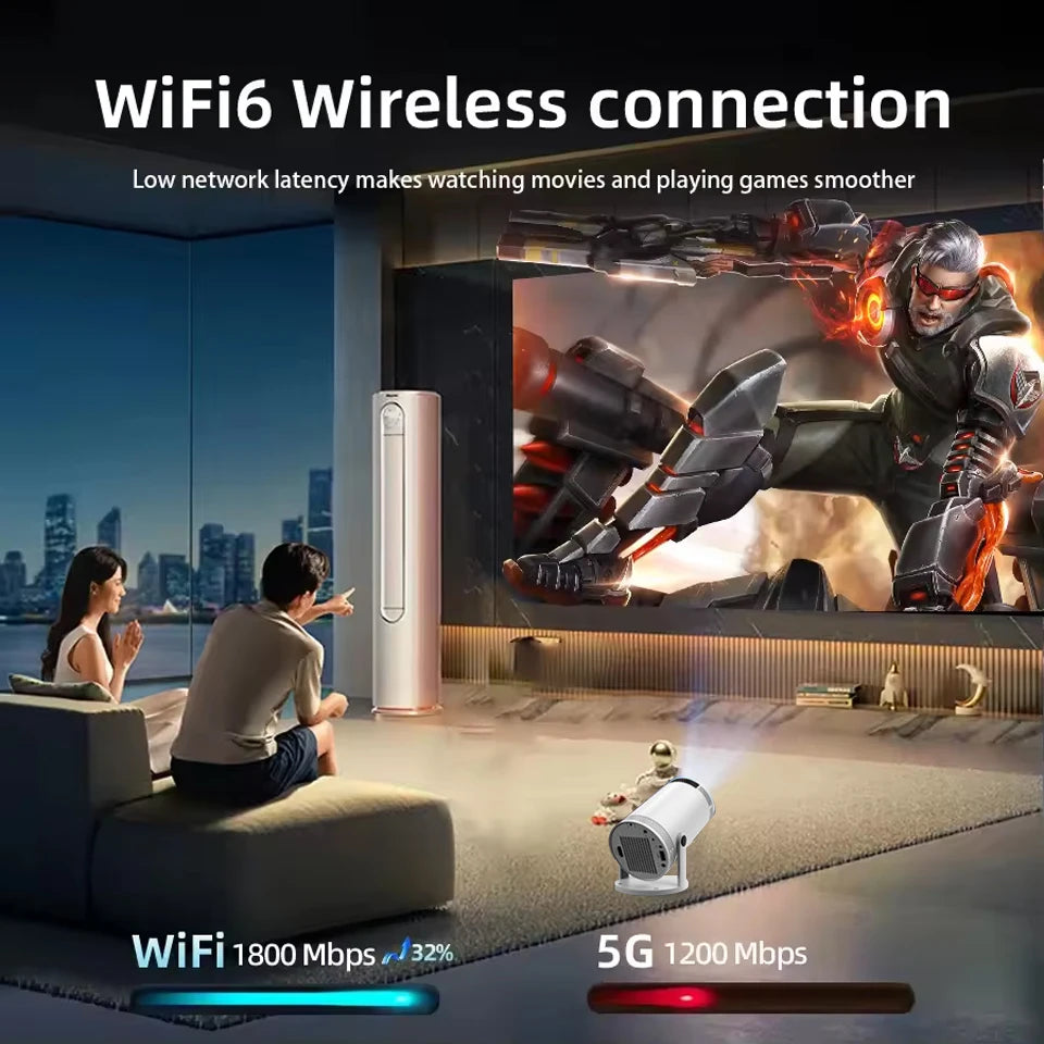 Projecteur domestique 4K 1280*720P double Wifi HDMI 260ANSI 180 ° Projecteur portatif extérieur flexible de cinéma vidéo BT5.0 nouveau PK HY300 Pro