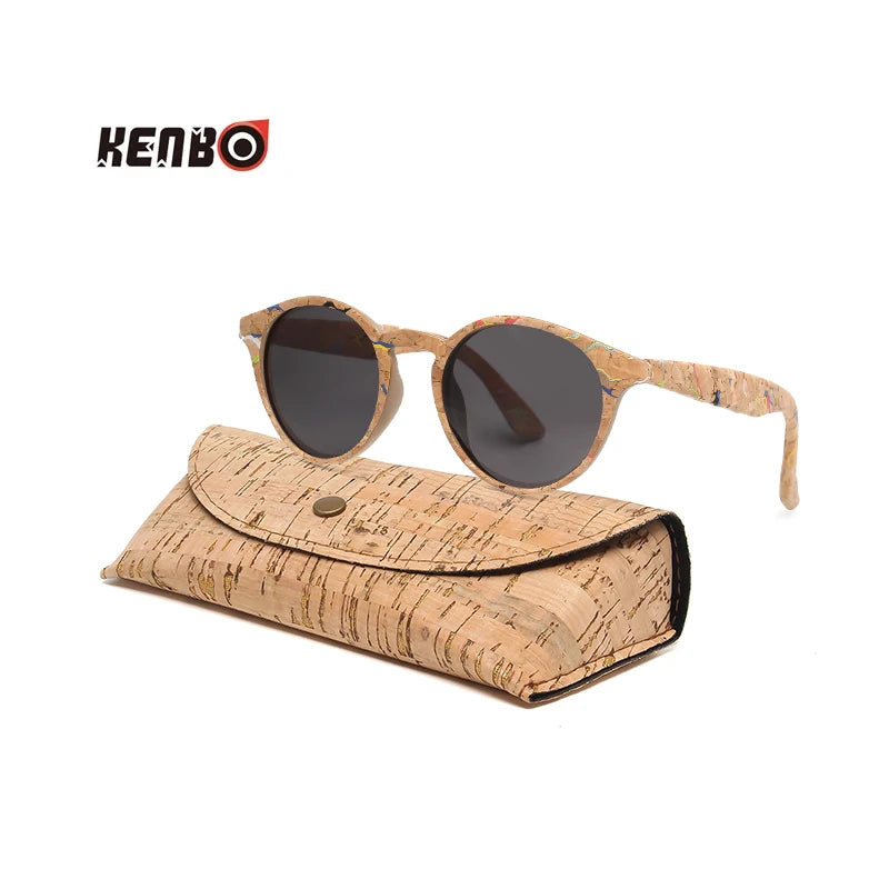 Kenbo haute qualité ronde bois bambou Grain lunettes de soleil polarisées avec étui mode femmes homme nuances lunettes de soleil en bois