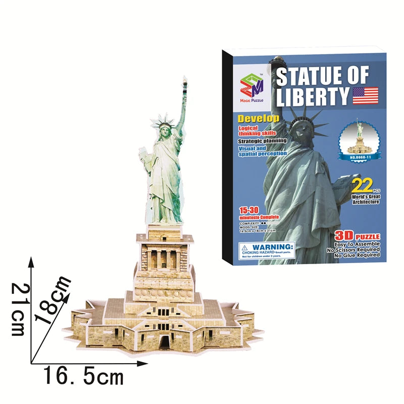 Jouets éducatifs Puzzles 3D jouets enfants développement intellectuel mondes Construction de bâtiments célèbres Puzzles 3D jouet