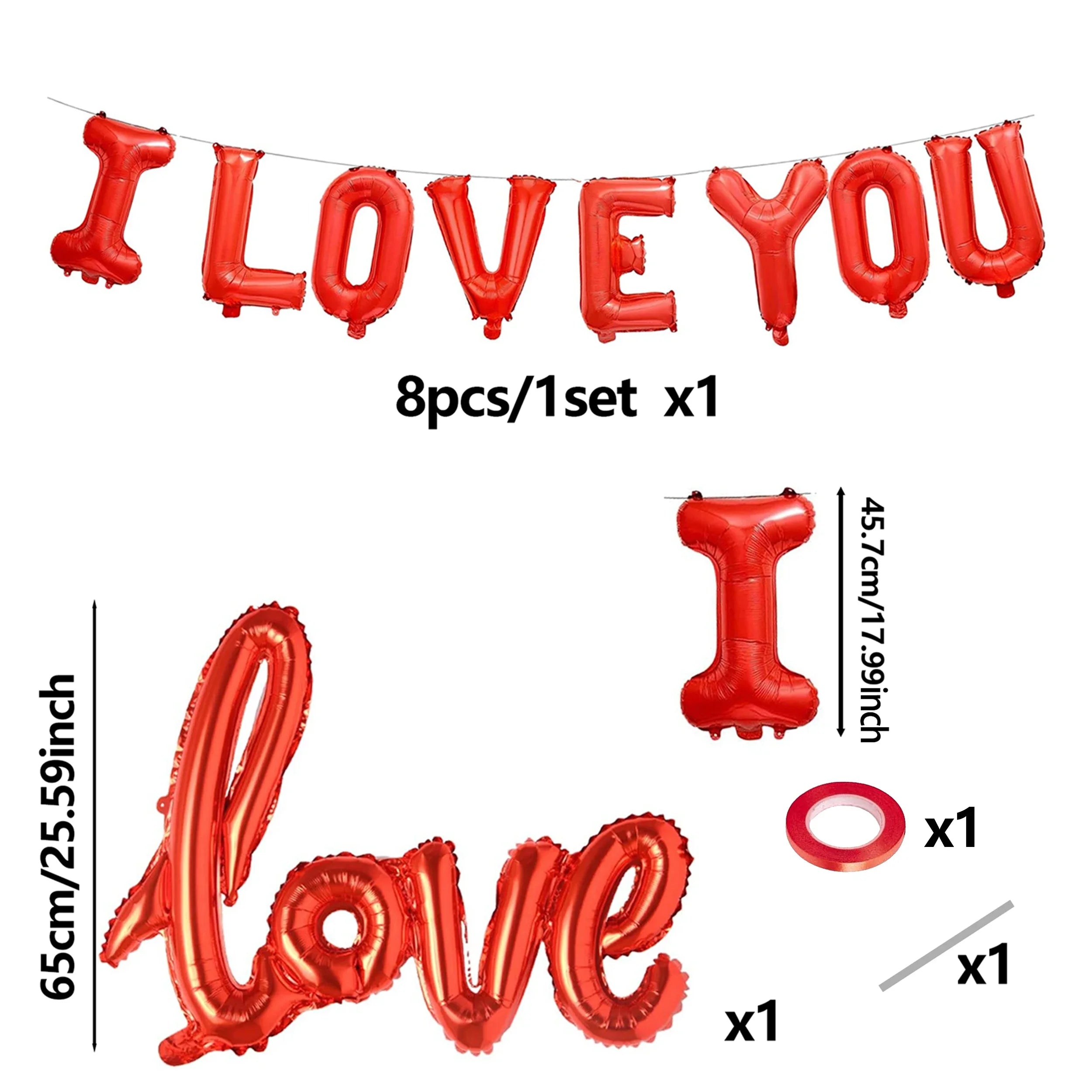 Bannière de lettres I Love You de 16 pouces, ballons de décoration Big Love pour la saison de mariage, fiançailles, cadeau de mariée, fête des mères