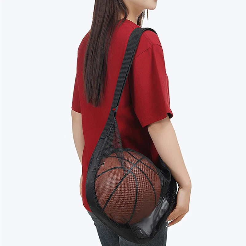 Sac à balle unique avec poche à fermeture éclair, 1 pièce, sac de rangement de balle en maille, équipement de Sport, filet de rangement à cordon de serrage, transport de basket-ball