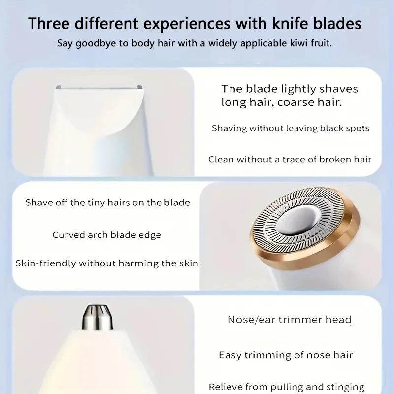 Electric razor for women, feminine razor, bikini trimmer, ladies' body razors, underarm and leg shavers, portable painless epilator