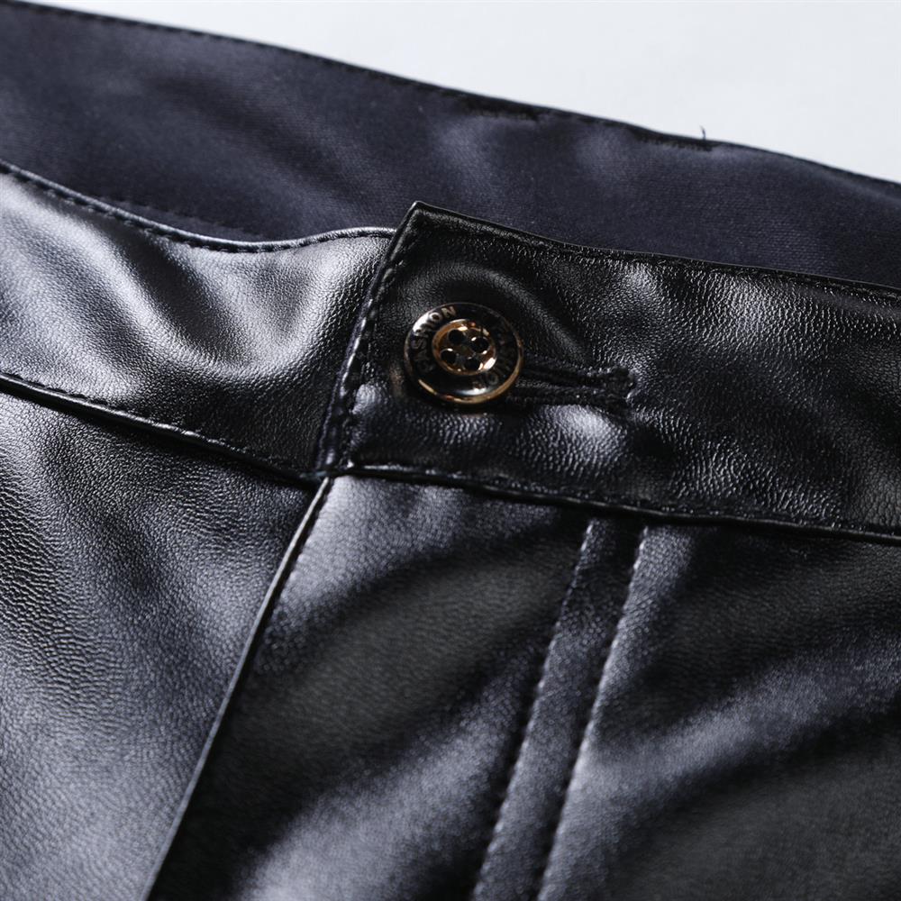 Pantalon en cuir PU pour hommes, Slim, à la mode, rouge, bleu, noir, gris, blanc, nouvelle collection 2024