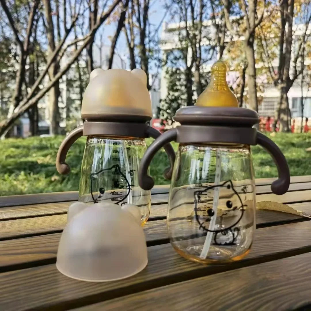 300ML biberon tasse d'alimentation PPSU infantile anti-chute bébé de large calibre bouteille de lait enfants tasse à boire paille Double poignée