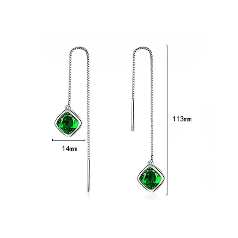 Boucles d'oreilles à géométrie élégante, émeraude, rubis, argent 925, bijoux simples, pierres précieuses, accessoire pour femmes, vente en gros