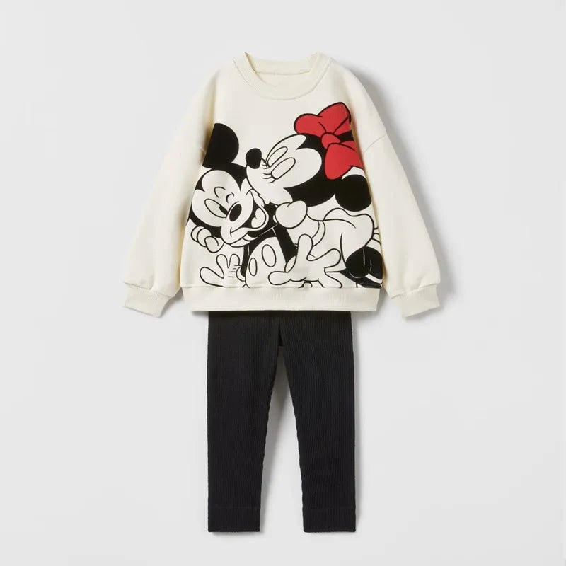 Minnie Mouse modèle bébé fille automne sweat costume conception populaire hauts + Leggings deux pièces ensemble enfants vêtements ensemble pour enfants
