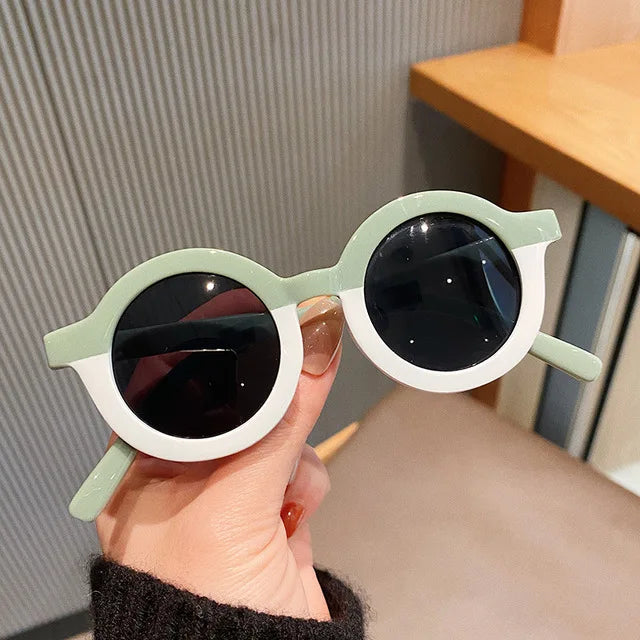 Lunettes de soleil rondes pour enfants, design de dessin animé mignon, léopard, Double couleur, Vintage, Protection UV, classique, pour filles et garçons