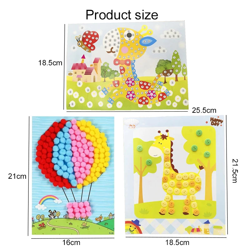 Enfants autocollants faciles à poser jouets bouton/pompon/diamant éducation précoce enfants Puzzle à la main peinture créative 3-6 ans cadeaux TMZ
