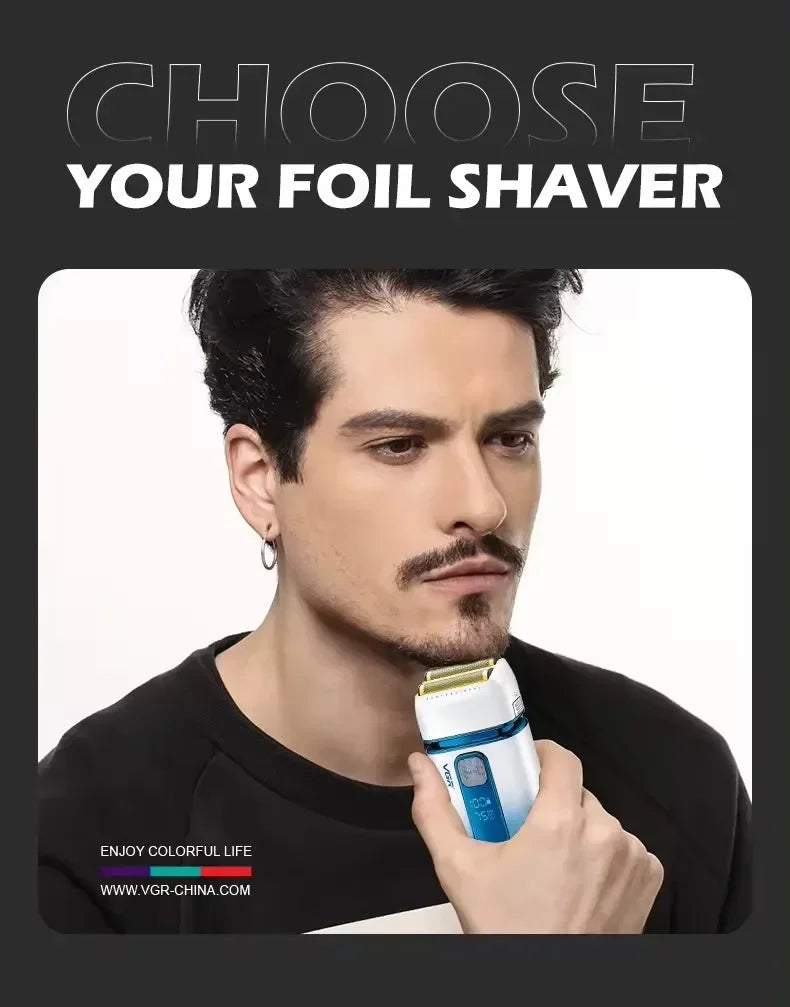 VGR professionnel cheveux barbe rasoir électrique pour hommes USB Rechargeable lavable électrique rasoir chauve tête Machine à raser