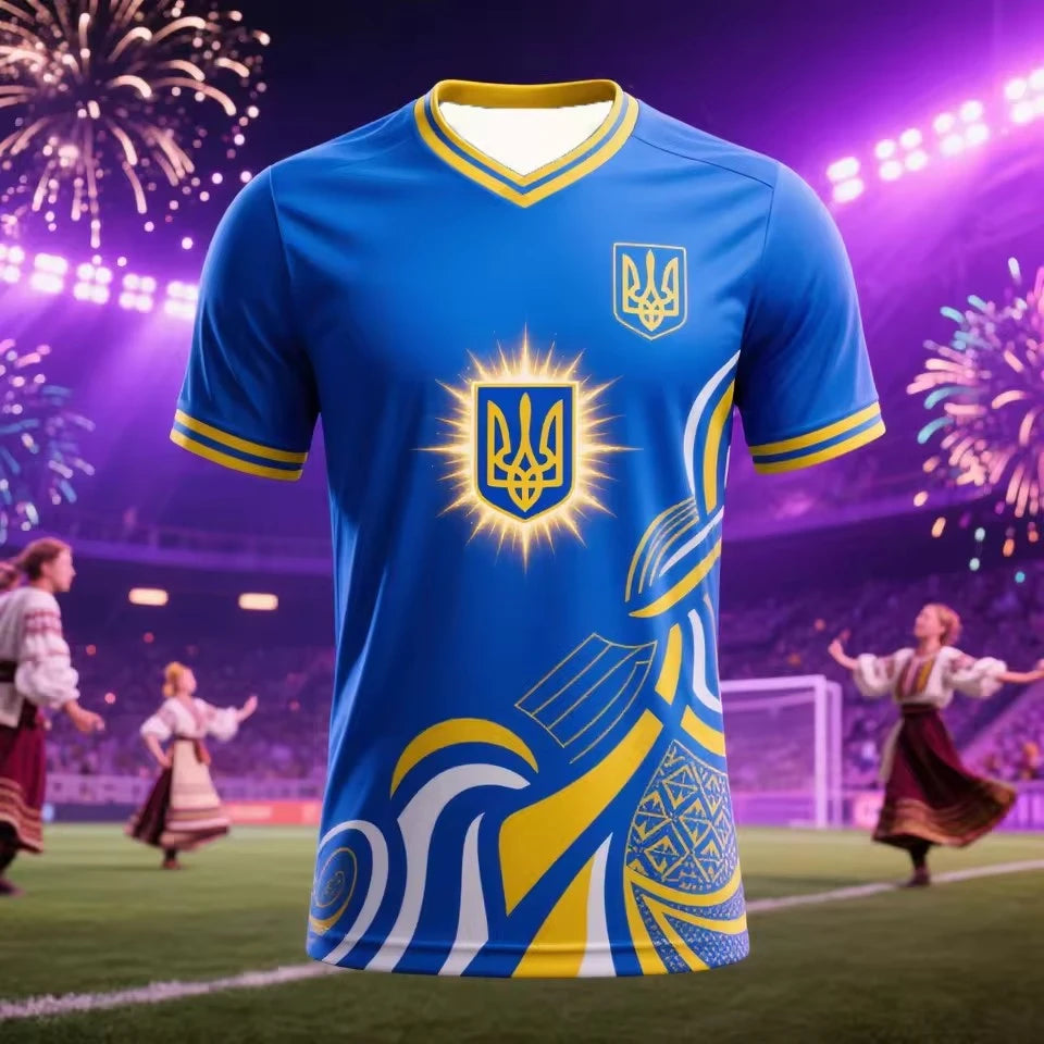 Maillot de Football ukrainien t-shirts adultes et enfants nouvelle tendance de la mode uniformes de Football imprimés numériques été hommes t-shirts de sport ukrainien