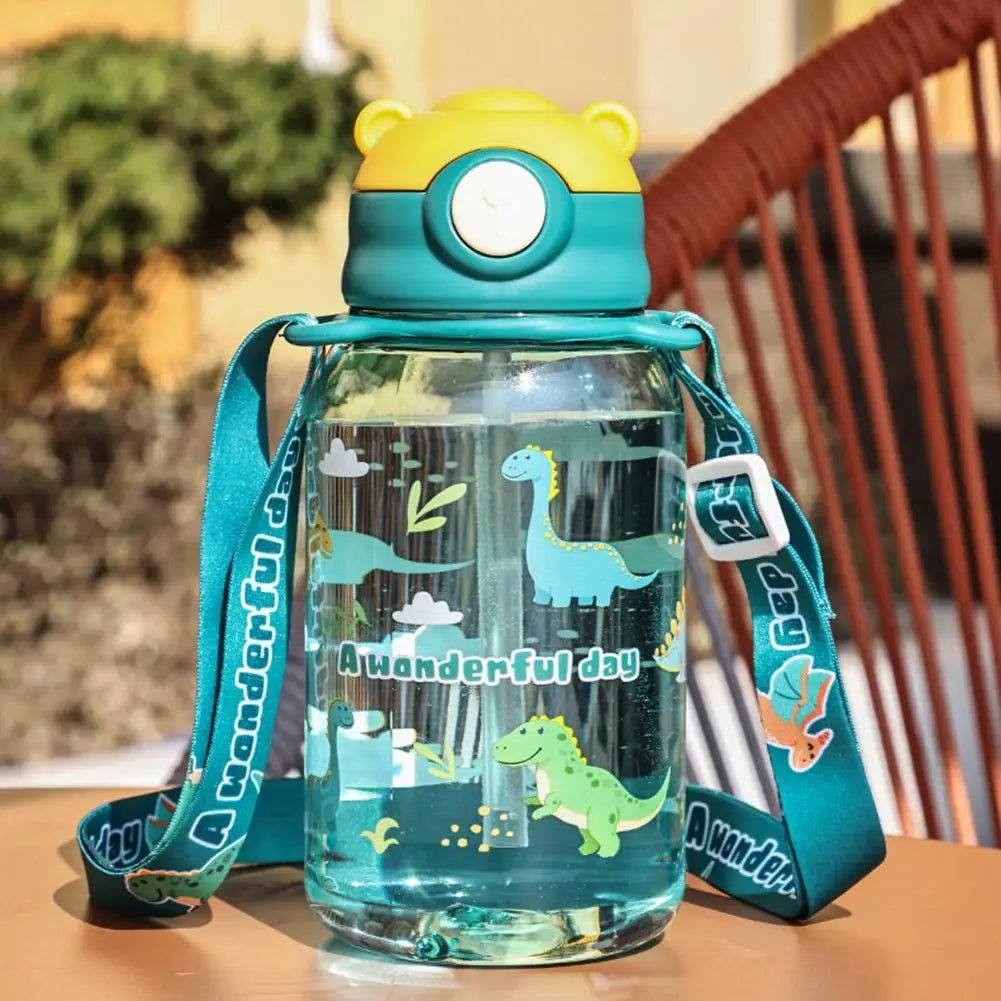 Bouteille d'eau mignonne pour enfants, avec paille, sans BPA, étanche, tasses portables pour l'extérieur, bouteille d'eau scolaire pour enfants Q9Z4