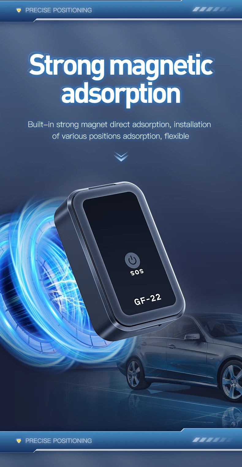 GF22 Car Tracker, Real-Time GPS Positioning Device, Anti-Loss, Accurate Locator, SOS Alarm Device