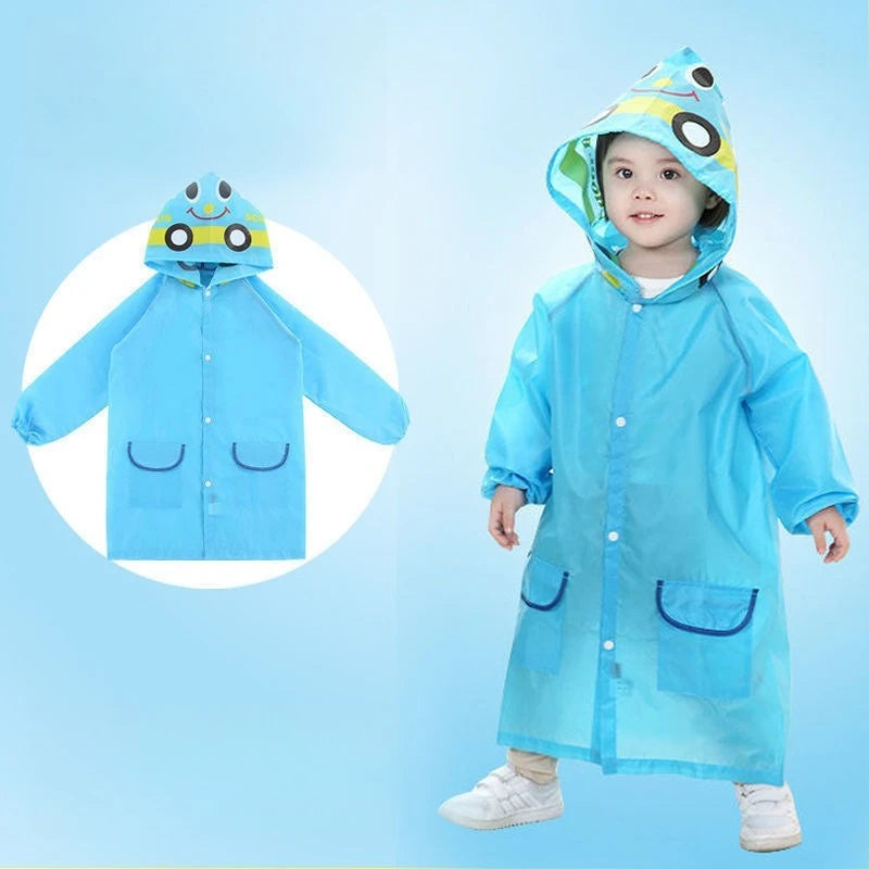 Cape de pluie de dessin animé mignon pour enfants – Poncho imperméable pour garçons/filles, maternelle et école primaire