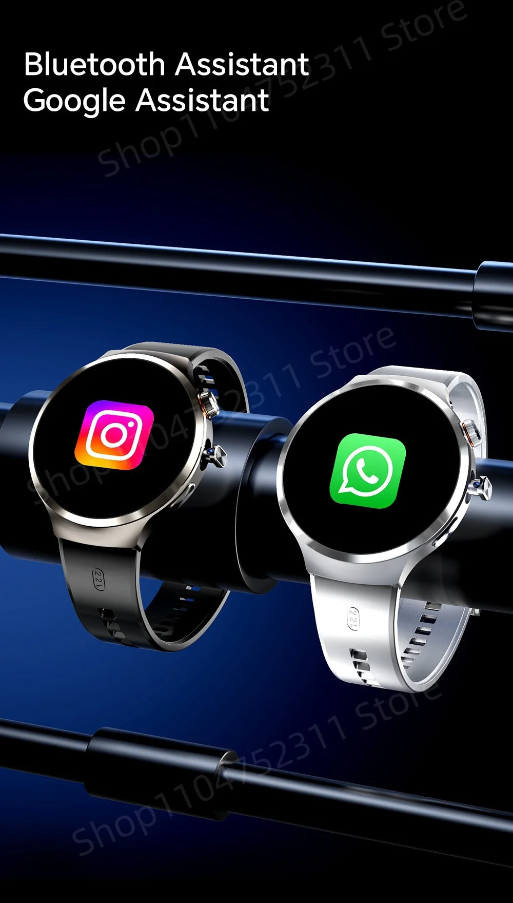 Smartwatch avec grand écran Amoled 1,98 pouces 210 °   Caméra rotative GPS Position surveillance de la santé Android 13.0 montre intelligente hommes