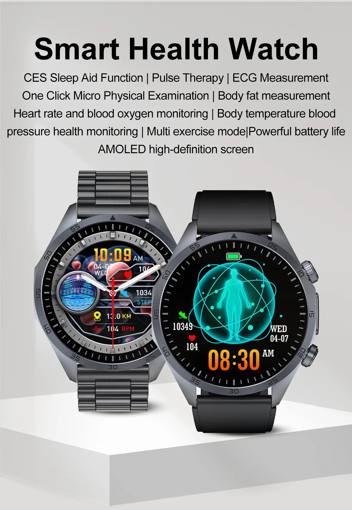 2025 nouvelle montre intelligente hommes pour huawei pression artérielle santé montre CES sommeil pulsé thérapeutique acide urique lipides sanguins graisse corporelle