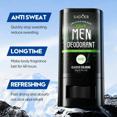 SADOER crème désodorisante Anti-transpiration pour hommes bâton séchage rapide retenir parfum rafraîchissant corps poignet odeur Anti-transpiration crèmes