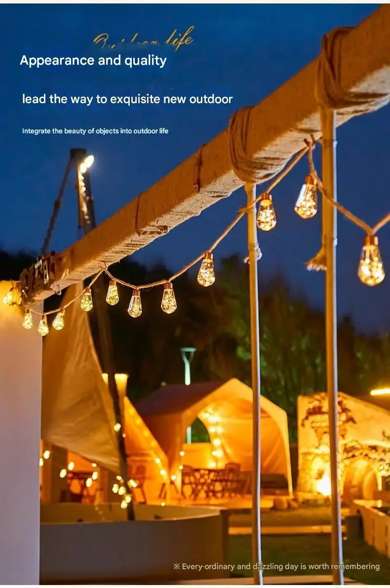 Solar-powered outdoor string lights, 7m, 16 bulbs, waterproof garden lights for patio, fence, path, yard, porch, railing, bar, Christmas decoration