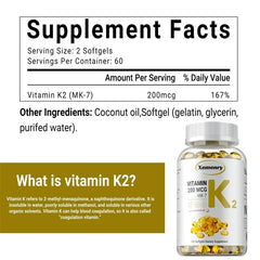 Supplément MK-7 de vitamine K2-Soutient la densité Sophia, les dents, la peau, la santé cardiaque et l'immunité