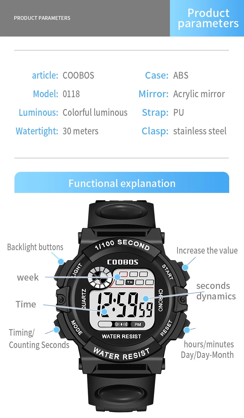 Sport enfants montres mode LED montres numériques pour enfants bracelet en Silicone étanche lumineux filles garçons horloge cadeau reloj niNo