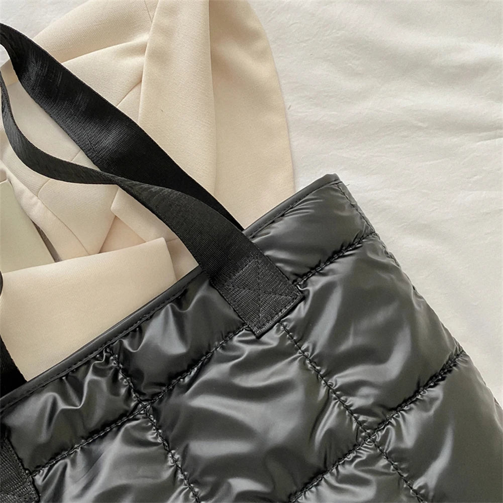 Mode femmes sac fourre-tout grande capacité coton rembourré dames fourre-tout sacs à main losange sac à provisions matelassé solide pour les voyages de loisirs