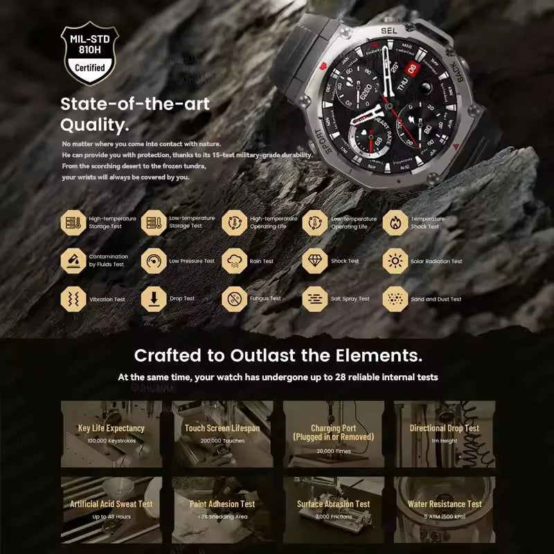 T-rex 3 Ultra GPS montre intelligente intégré double bande GNSS boussole altimètre barométrique 5ATM IP69K étanche AMOLED appel Smartwatch