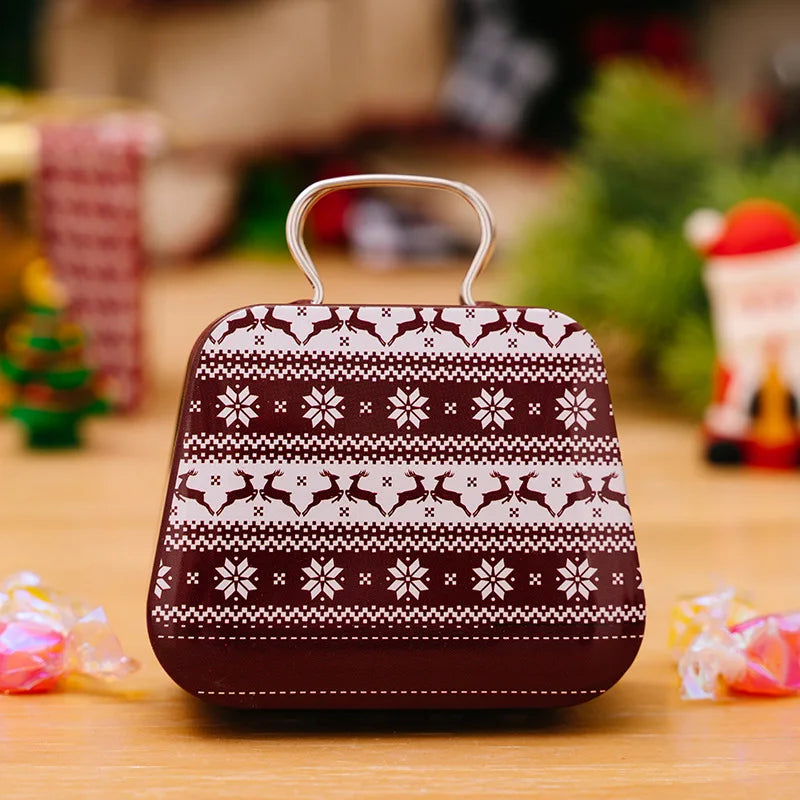 Metal storage box for Christmas decoration, handbag shape, 18 jars, jewelry case, children's gift, storage boxes, open Christmas party, 2024