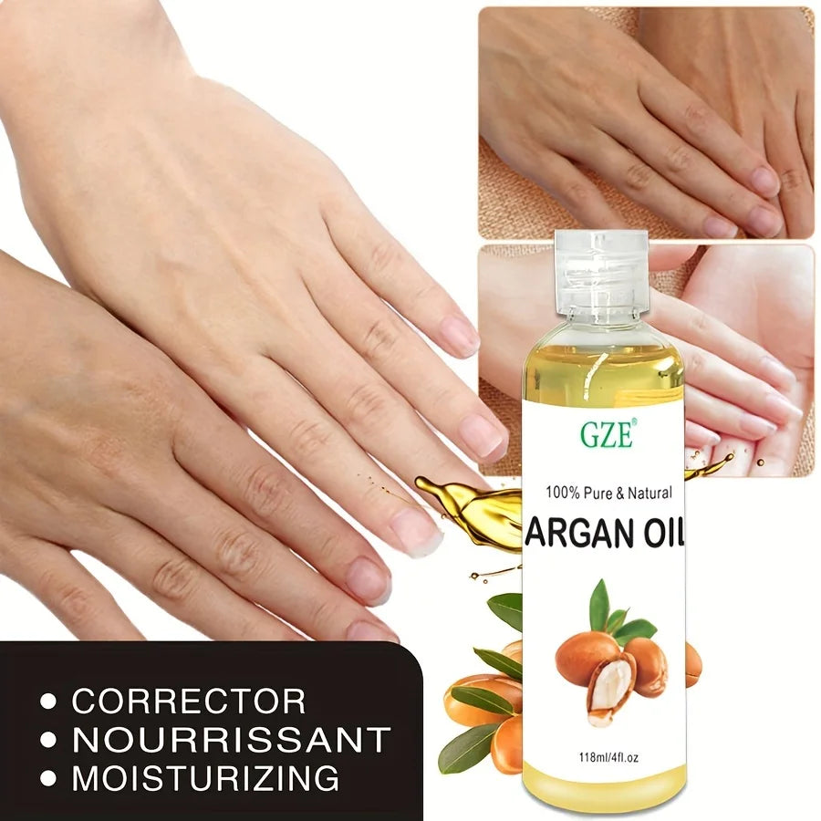 GZE Huile d'argan marocaine biologique Hydratant pur pressé à froid vierge de qualité supérieure pour peau sèche, endommagée, cheveux, visage, corps, cuir chevelu
