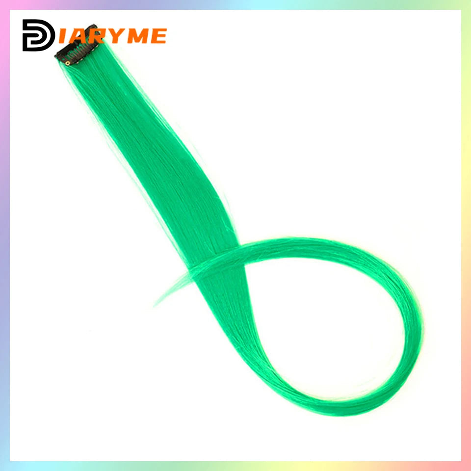 Colorful curly synthetic hair extensions for girls, long clip-in hairpiece, multicolored party strands, wig piece, for women and children