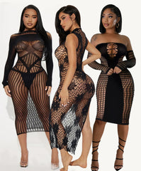 Vêtements de nuit sexy grande taille lingerie Babydoll Maille bowknot Floral Body Stocking Intimate Catsuit Jarretière Robe longue sexy jupe longue