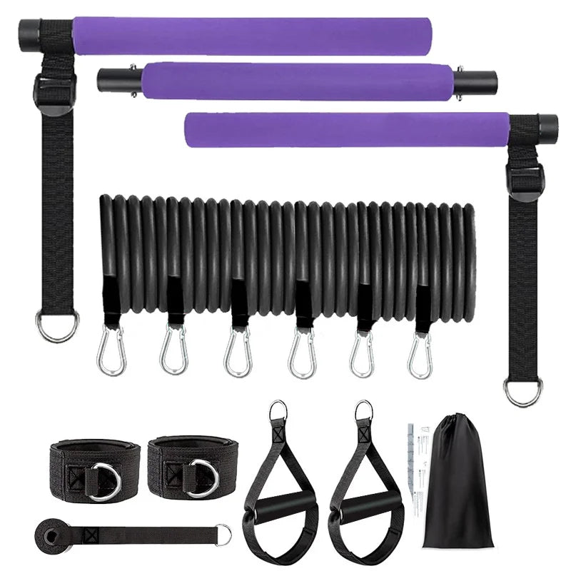 Combinaison de barre de Pilates multifonctionnelle, barre de Fitness, Yoga, Expansion de la poitrine, corde de Tension, entraîneur arrière, corde élastique, ceinture d'étirement