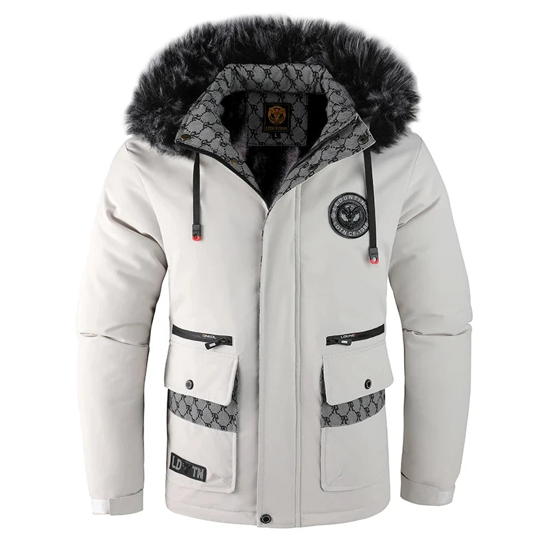 Men's cotton hooded jacket, casual style, windproof, padded, cool solid color, simple cotton clothing, autumn and winter