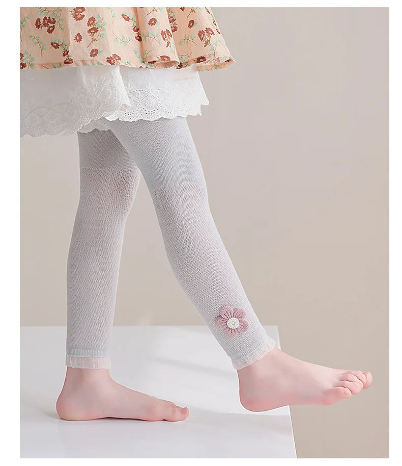 Leggings pour filles, pantalons ajourés pour enfants, vêtements d'été pour enfants, pantalons crayon à fleurs, Style coréen
