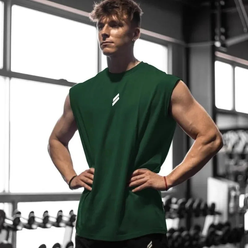 Camiseta deportiva sin mangas para hombre, chaleco de secado rápido, transpirable, ample, pour entraînement, Verano