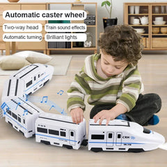 Train ferroviaire à grande vitesse pour enfants, jouet de voiture électrique, modèle de lumière sonore, jouets éducatifs pour garçons et filles, cadeau