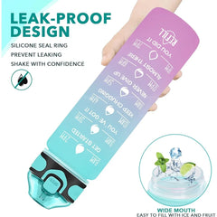 Bouteille d'eau potable de 32 oz avec fois pour boire et paille, motivation avec sangle de transport, étanche BPA et sans toxique