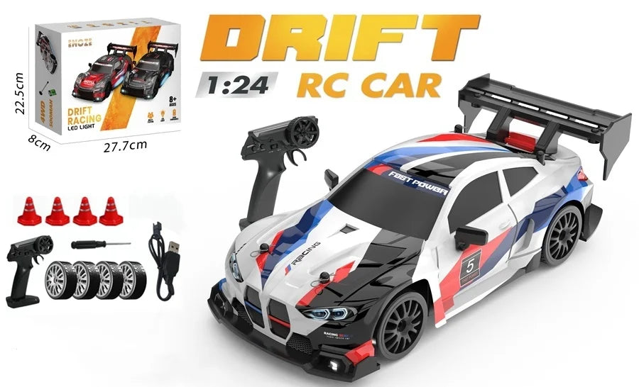 4WD RC Drift Car, High-Speed ​​Remote Control Racing Vehicle with LED Lights, 2.4GHz Radio, 4x4 Off-Road Truck, Children's Toy