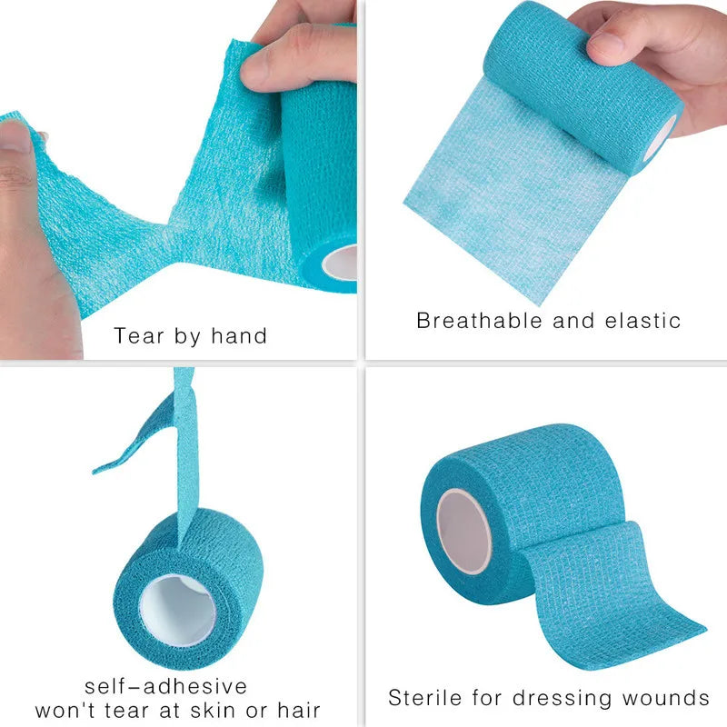 Bandage médical en gaze, 1 rouleau de 2.5/5/10cm x 4.5m, bandes élastiques respirantes auto-adhésives pour le sport, fixation des doigts, des poignets et des jambes