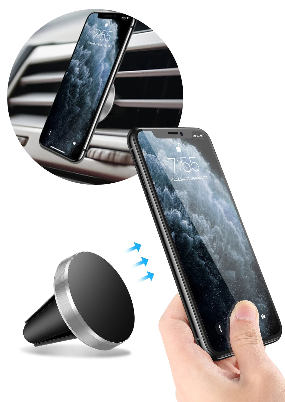 Support de téléphone magnétique universel pour voiture, pour tous les téléphones pour iPhone Xiaomi, Support magnétique pour grille d'aération, Support de téléphone portable GPS