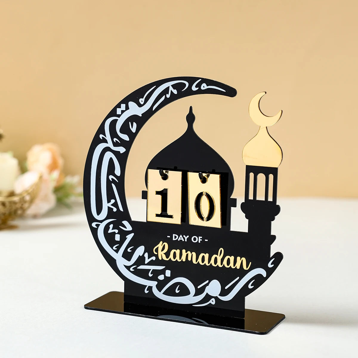 Calendrier de compte à rebours en acrylique pour Ramadan, ornements, cadeaux Eid Mubarak, décor pour la maison, fournitures de fête musulmane islamique 2025 Kareem