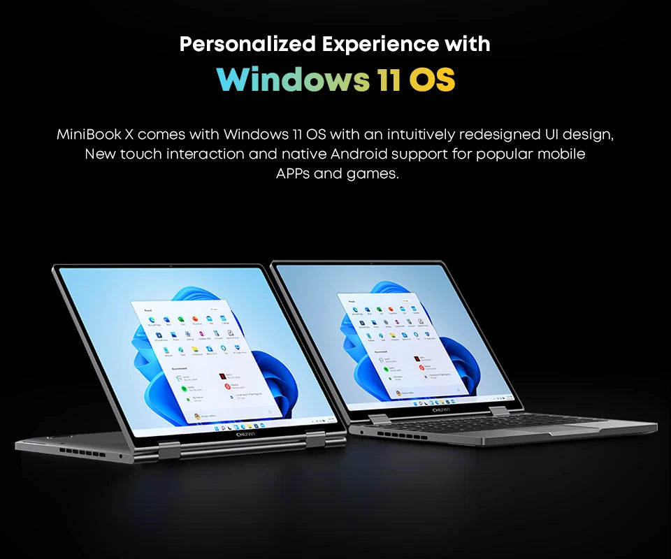 CHUWI MiniBook X Intel N150 10.51 pouces 2-en-1 tablette ordinateur portable 12GB LPDDR5 512G SSD Windows 11 ordinateurs portables Mini ordinateur portable 2K FHD WiFii 6