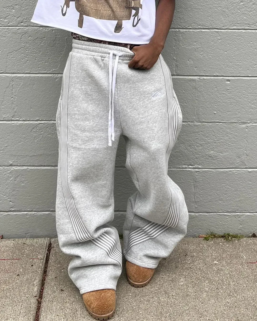 Y2k Casual Grey Embroidered Trousers, Lace Running Pants with Lustre, Functional Tactical, Camouflage for Men and Women
